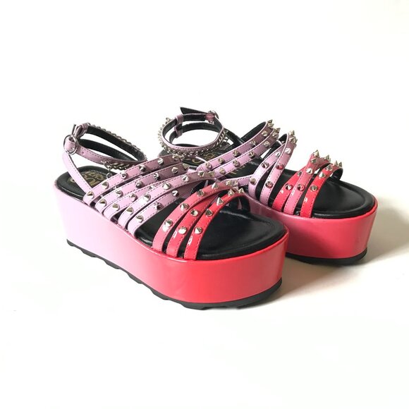 NWOB Versace Jeans Couture Mallory Platform Sandals Womens 35 5 Purple Red NEW - Picture 4 of 13